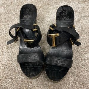 Black and Tan Tory Burch wedge